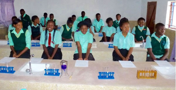 Pupils in the new science block Pupils in the new science block